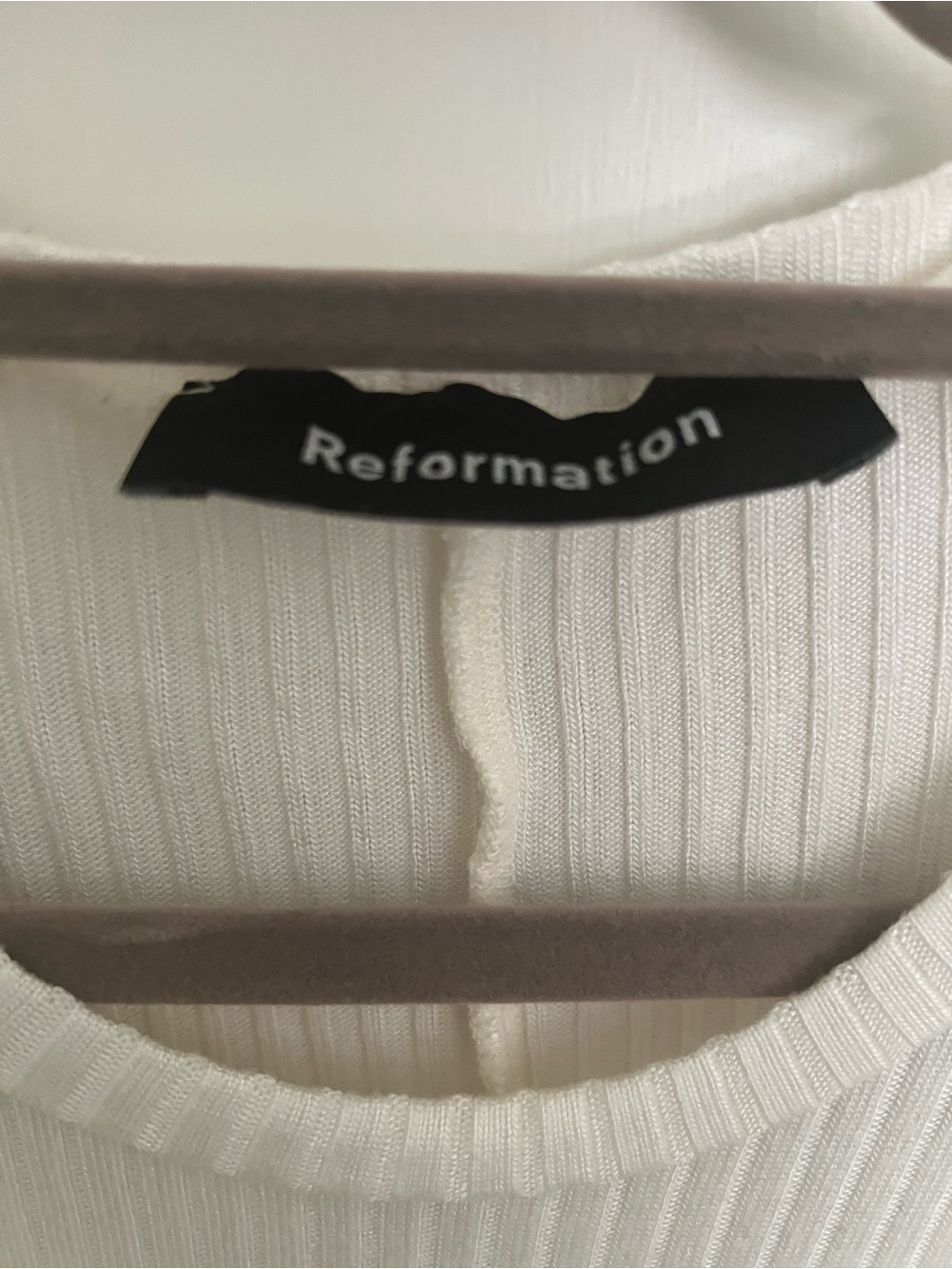 Reformation Cream Ribbed Mini Dress - Picture 2 of 3